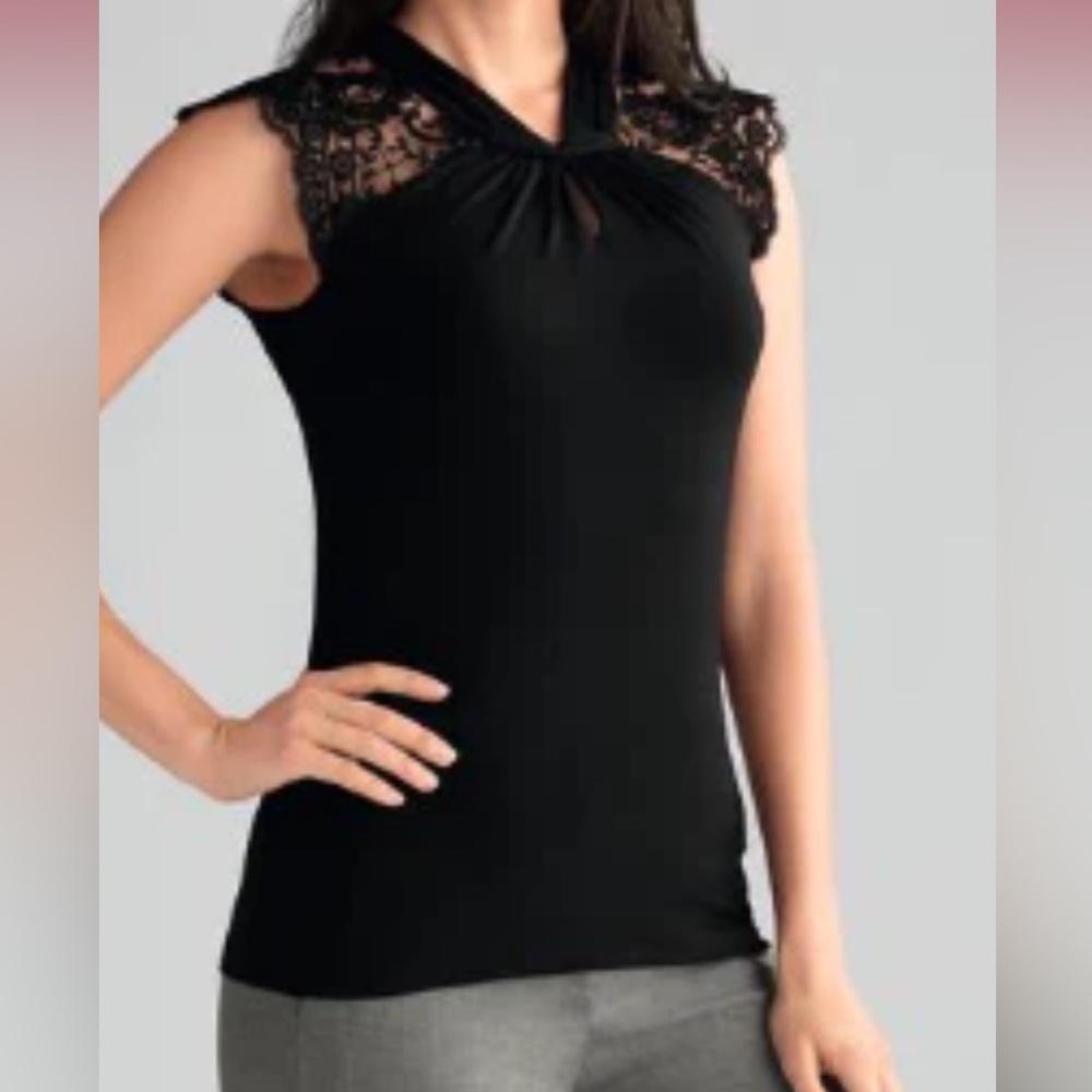 Amoena embroidery top 44523 black lace size small